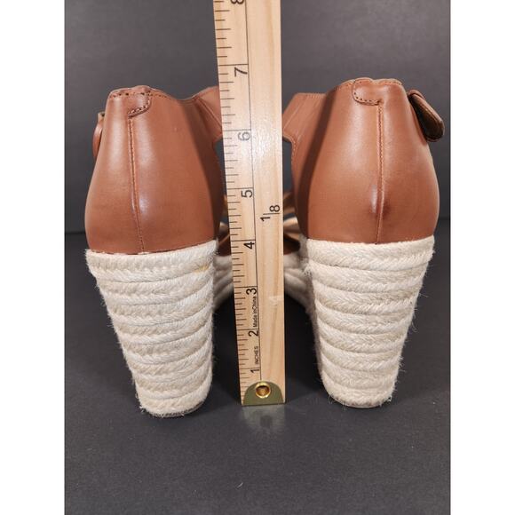 NINEWEST Adell Espadrille Wedge Sandal Women 9.5 Brown Faux Leather Boho Neutral - Picture 7 of 12